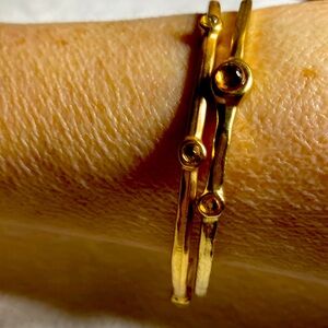 Bangle Set of 2 in Gold with gold Stones Ipp Designer Inspired